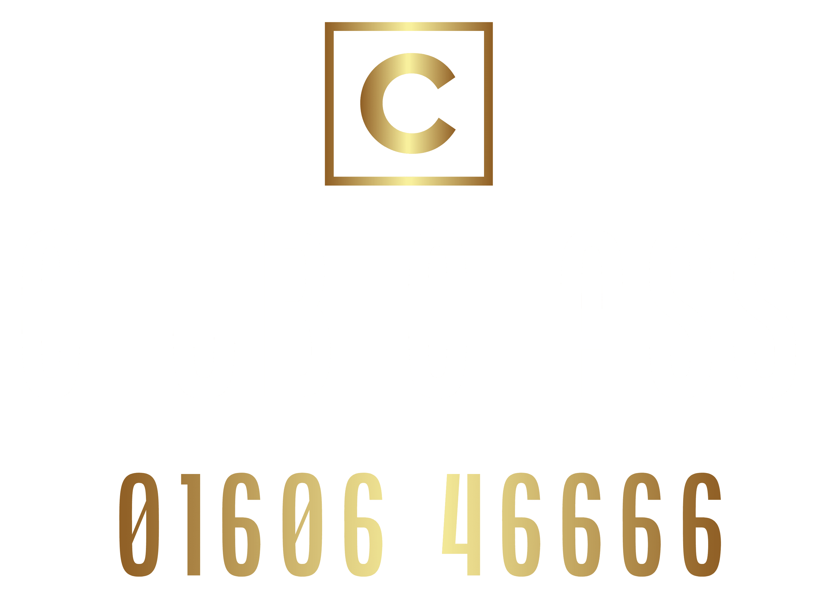 Club Class Taxis logo in gold at the footer of the website.